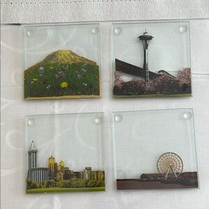Glass Coaster Set with Scenic Designs
